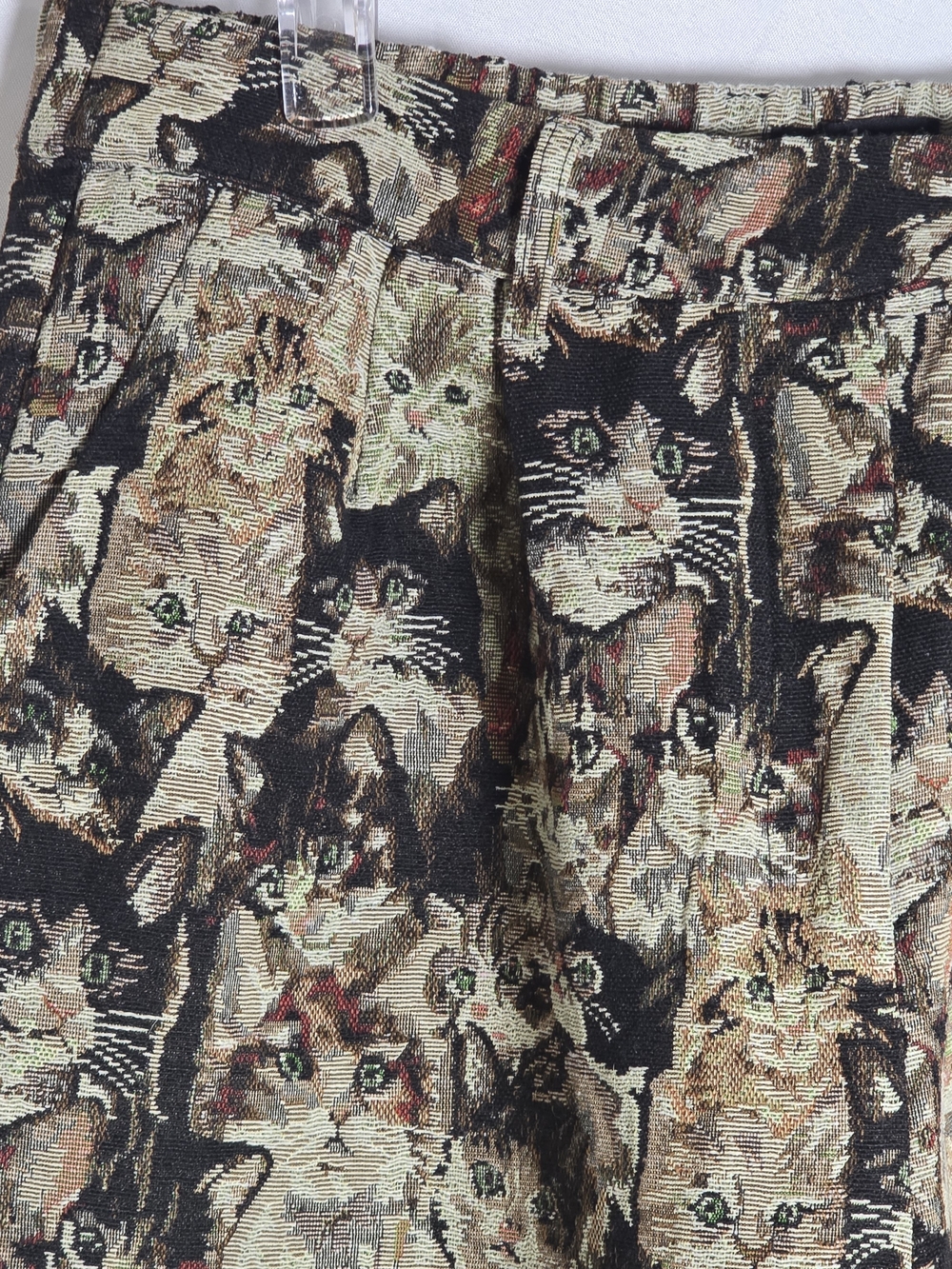 Dressed In Lala Cat Faces Wide Leg Pull On Pant Trousers Black Tan Brown Sz L - Picture 3 of 7